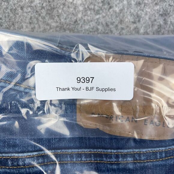 American Eagle Jeans Mens 32x34 Blue Slim Straight Stretch Whiskered Denim Pants - Picture 13 of 13